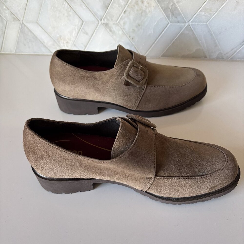 Munro American Size 7.5M Tan Brown Suede Loafer Monk Strap Buckle Winslow Loafer - Picture 3 of 9